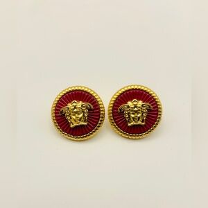 Vintage Versace Gold Medallion Logo Earrings